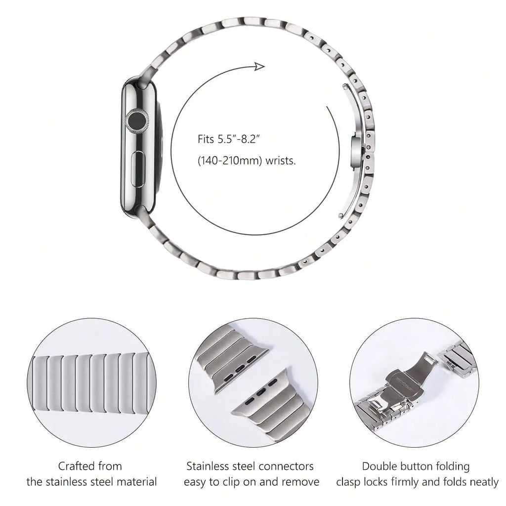 Titanium & Stainless Steel Link Bracelet Compatible With Apple Watch Band Ultra 3 2 1 Band 49mm Series11 10 9 8 7 6 5 4 3 2 1 46mm 42mm 45mm 44mm 41mm 40mm 38mm Series 3-11