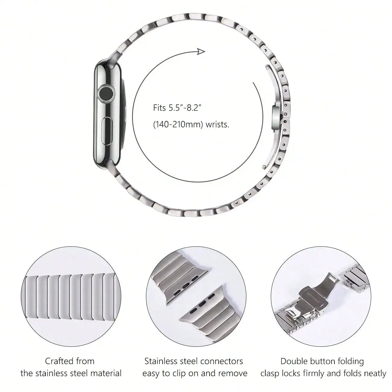 Titanium & Stainless Steel Link Bracelet Compatible With Apple Watch Band Ultra 3 2 1 Band 49mm Series11 10 9 8 7 6 5 4 3 2 1 46mm 42mm 45mm 44mm 41mm 40mm 38mm Series 3-11