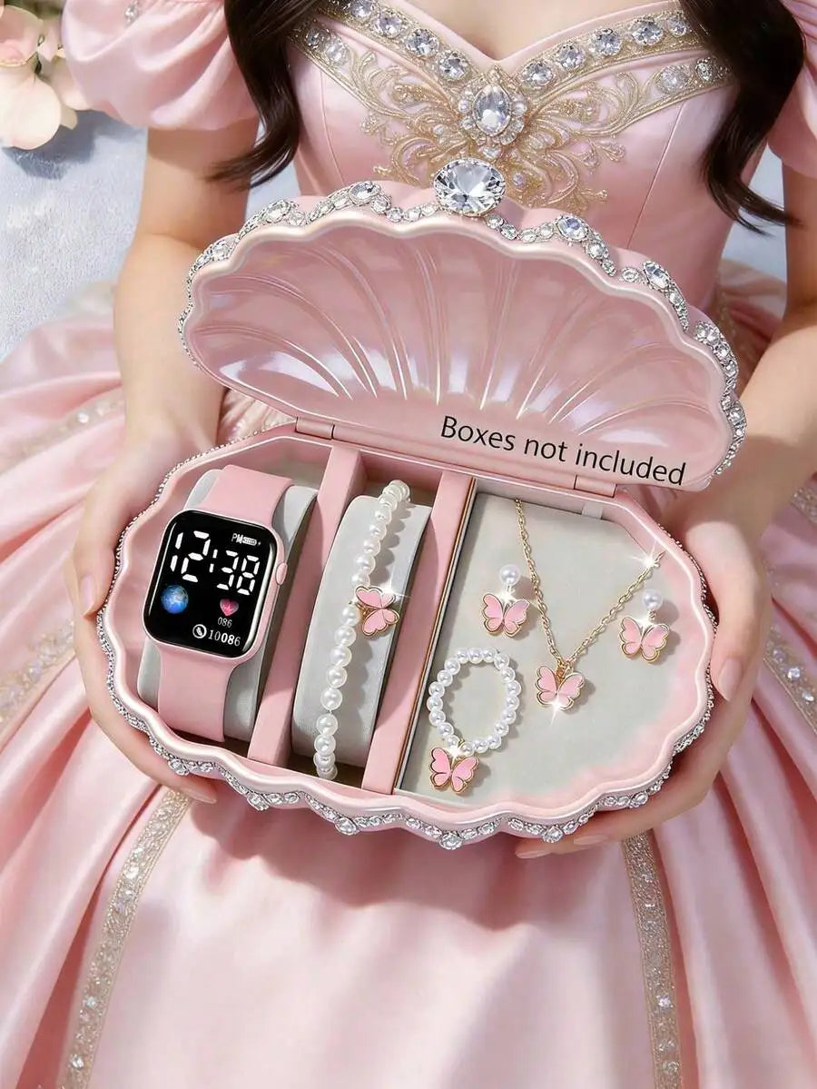 Smart LED Digital Display Watch For Women With Heart Rate Monitor And Step Counter