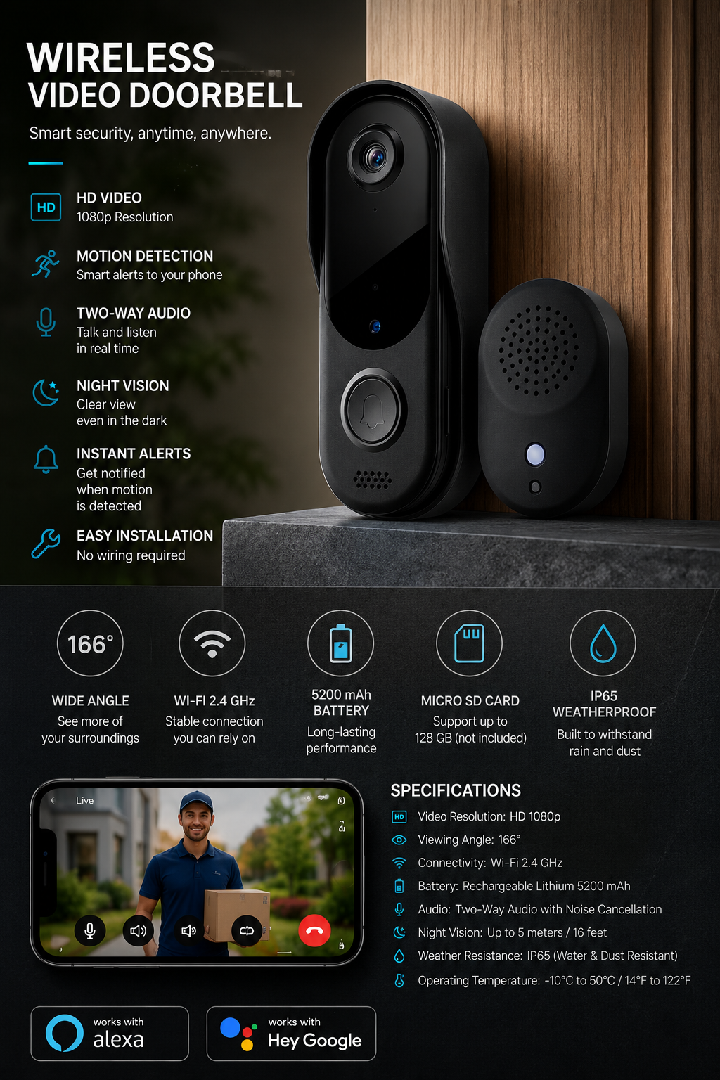 Home Wireless Smart WiFi Doorbell