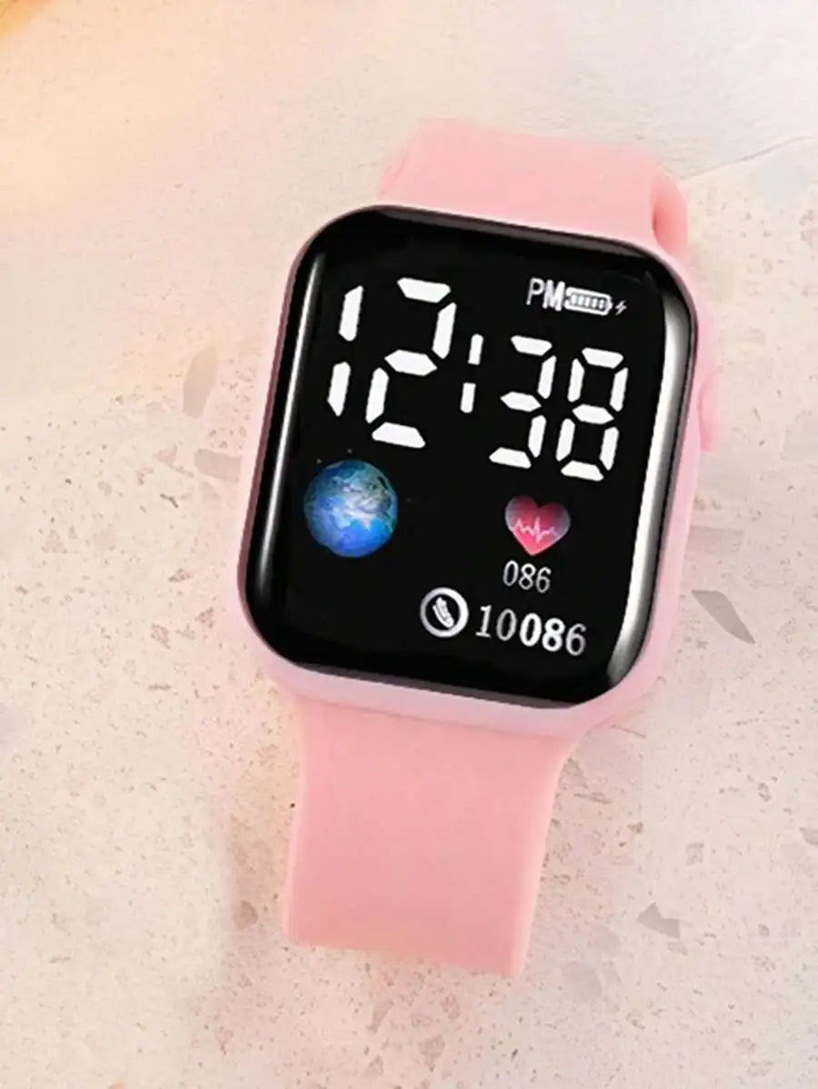 Smart LED Digital Display Watch For Women With Heart Rate Monitor And Step Counter