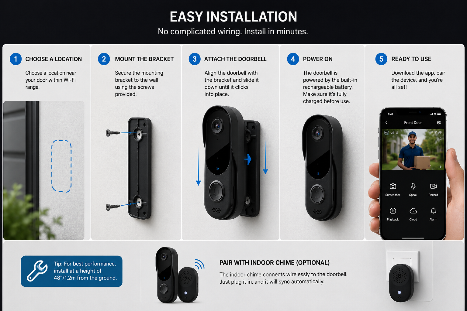 Home Wireless Smart WiFi Doorbell