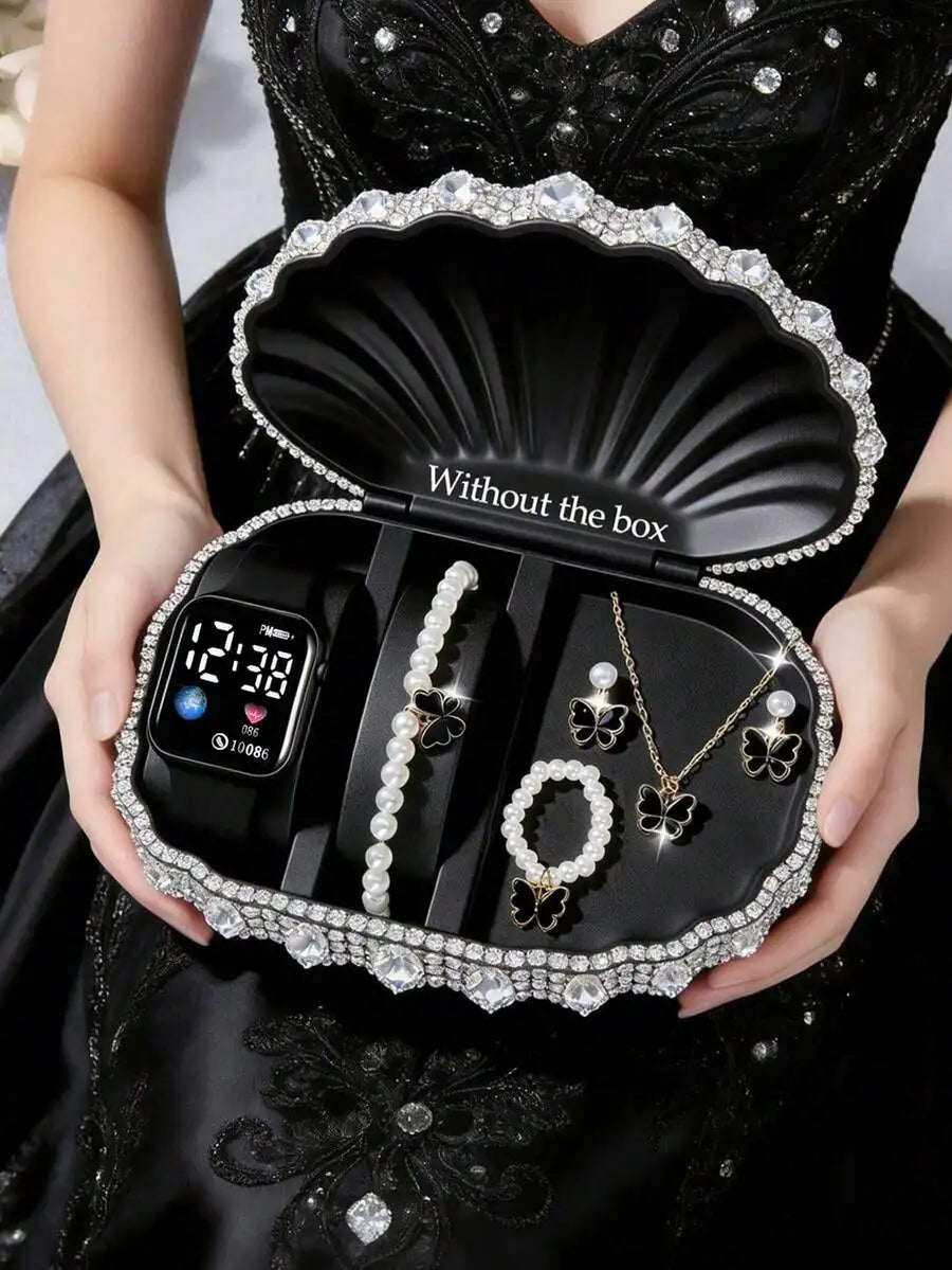 Smart LED Digital Display Watch For Women With Heart Rate Monitor And Step Counter